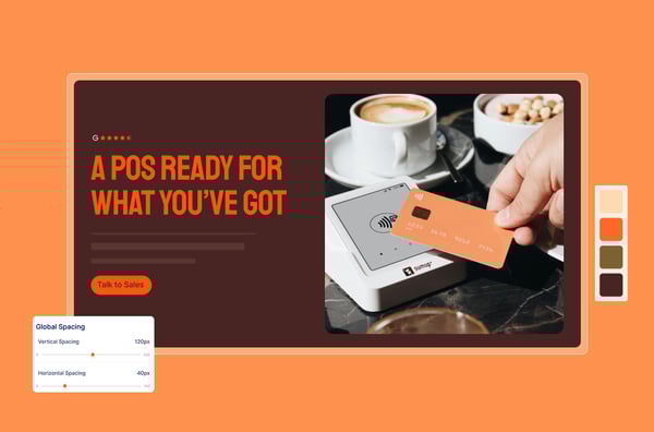 POS ready payment system with contactless card reader at coffee shop counter with latte and snacks