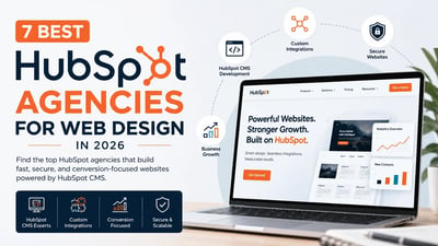 Illustration of the best HubSpot web design agencies in 2026, highlighting HubSpot website development, custom integrations, and business growth.